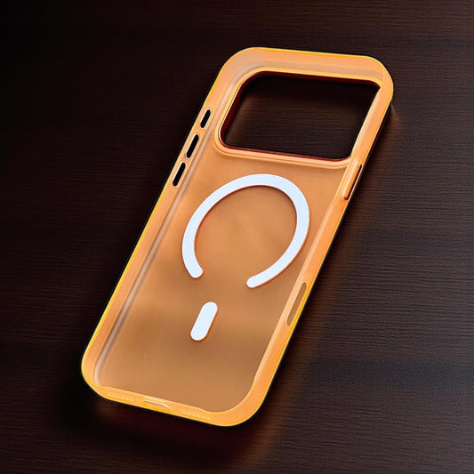 Transparent Orange MagSafe iPhone 17 pro Case – Sleek & Shockproof