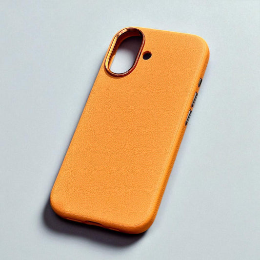 Orange Leather MagSafe iPhone 17 Case – Stylish & Protective