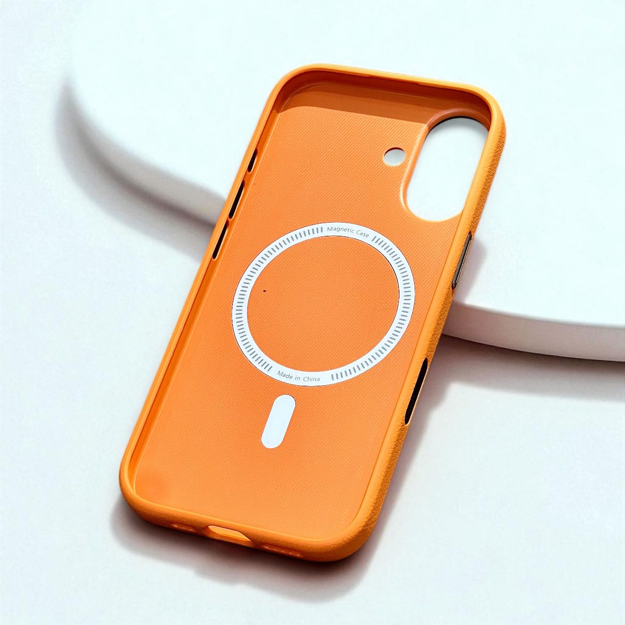 Orange Leather MagSafe iPhone 17 Case – Stylish & Protective