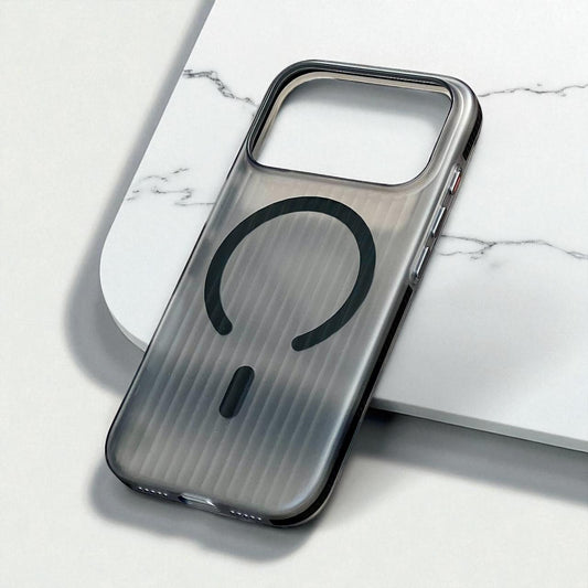 Striped Transparent MagSafe iPhone 17 pro max Case – Modern & Shockproof