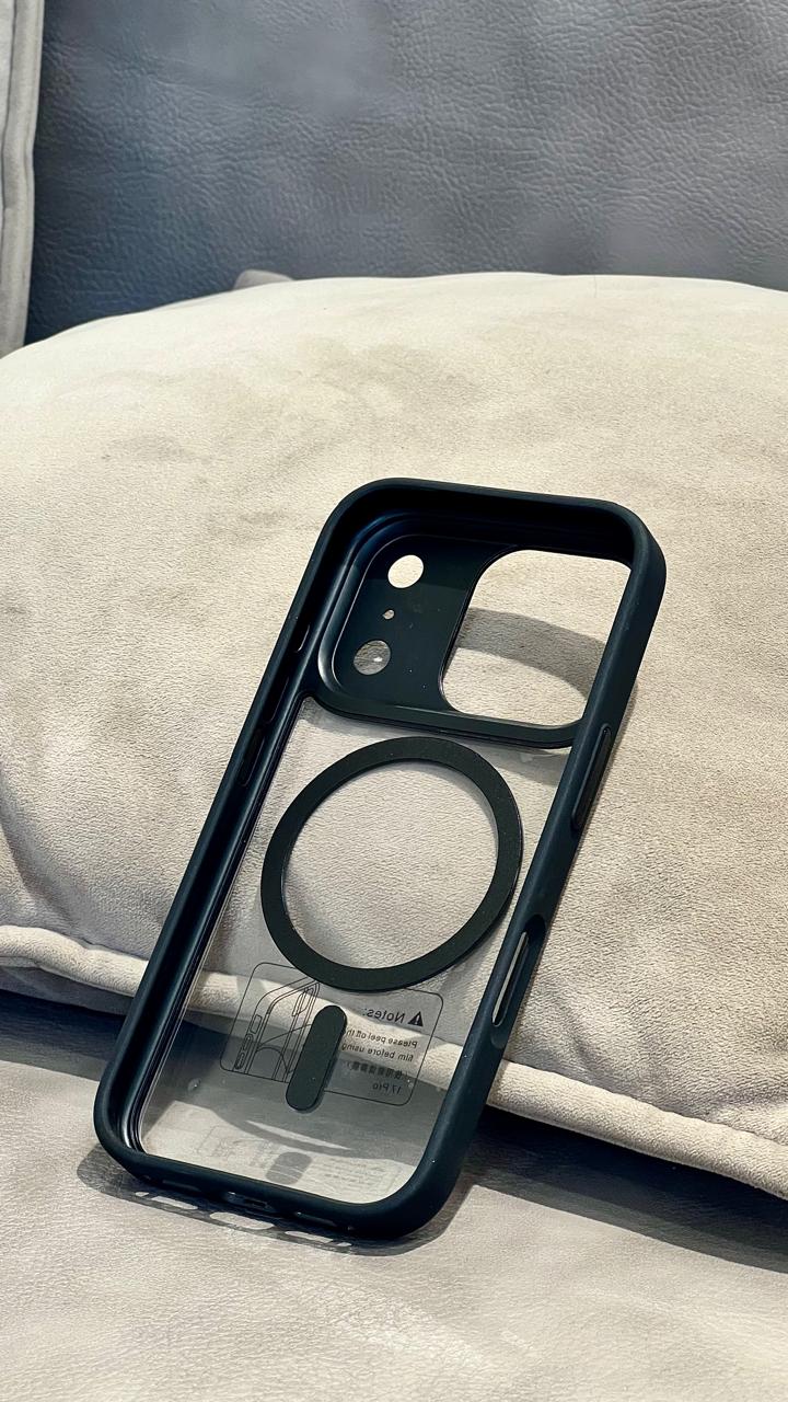 Rugged Black Edge Transparent MagSafe iPhone 17 pro max Case – Shockproof & Camera Protection